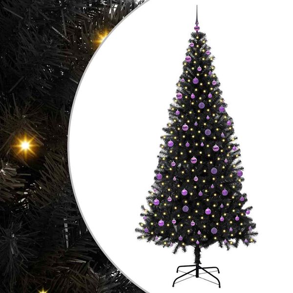 vidaXL Christmas Tree with 300 LEDs with Stand Black 240 cm PVC