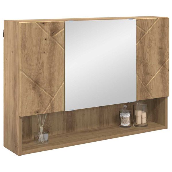 vidaXL Bathroom Mirror Cabinet with Door Artisan oak 80 x 17 x 55 cm