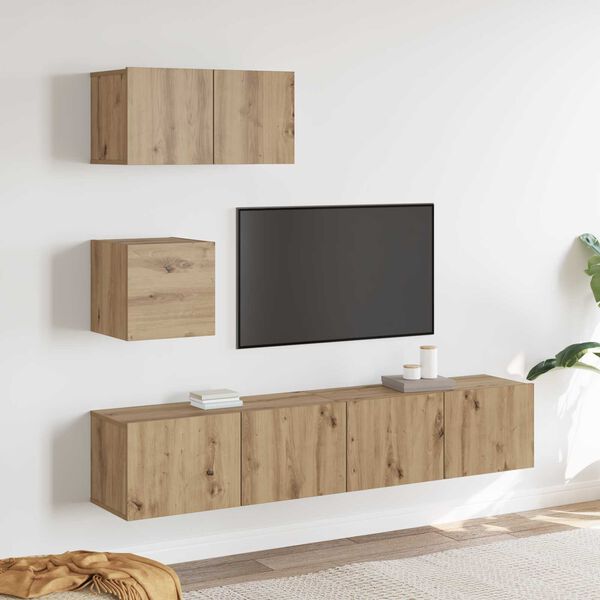 vidaXL TV Cabinet Set Wall-mounted 3 pcs Artisan Oak Engineered Wood