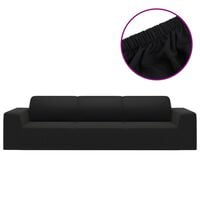 vidaXL 4-Seater Stretch Couch Slipcover Black Polyester Jersey