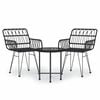 vidaXL 3 Piece Garden Dining Set Black Poly Rattan