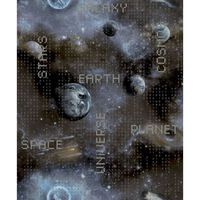 Noordwand Wallpaper Good Vibes Galaxy Planets and Text Blue and Black