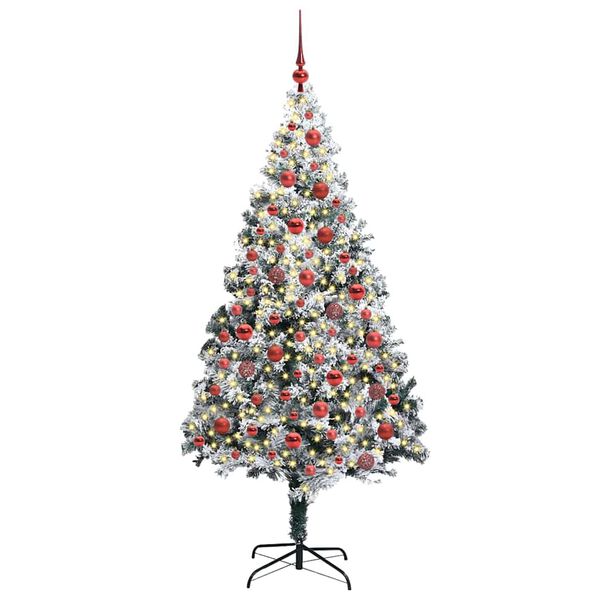 vidaXL Artificial Christmas Tree with 300 LEDs with Stand White 180 cm
