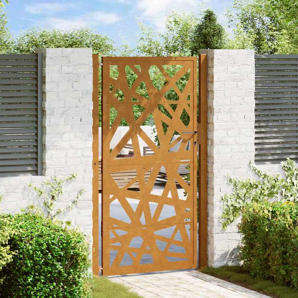 vidaXL Garden Gate 100x200 cm Weathering Steel Light Design