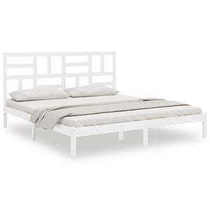 vidaXL Bed Frame without Mattress White Solid Wood 180x200 cm Super King