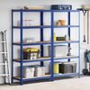 vidaXL 5-Layer Storage Shelves 2 pcs Blue Steel&Engineered Wood