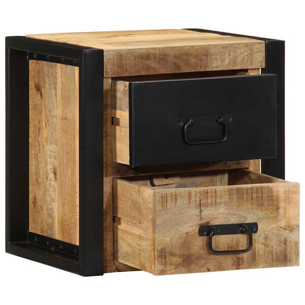 vidaXL Bedside Cabinet 40x35x40 cm Solid Rough Wood Mango
