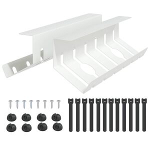 vidaXL Under Desk Cable Management Tray 2 pcs White