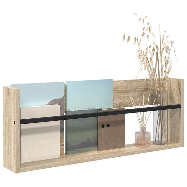 vidaXL Magazine Rack Sonoma Oak 80 x 12 x 30 cm Engineered Wood