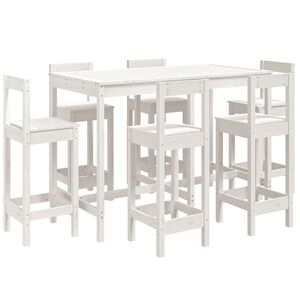 vidaXL 7 Piece Garden Bar Set White Solid Wood Pine