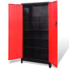 vidaXL Tool Cabinet with 2 Doors Steel 90x40x180 cm Black and Red