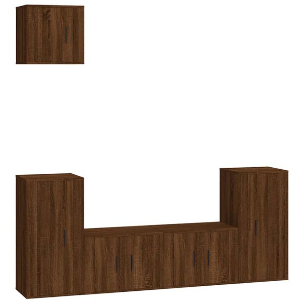 vidaXL 5 Piece TV Cabinet Set Brown Oak Engineered Wood