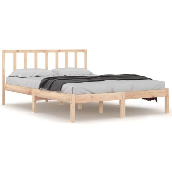 vidaXL Bed Frame without Mattress Solid Wood Pine 120x190 cm Small Double