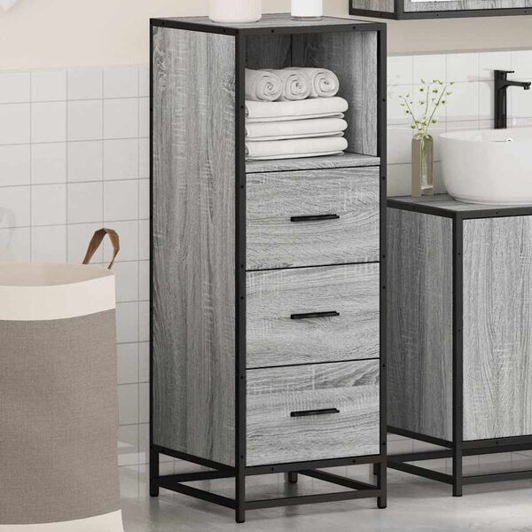 vidaXL Bathroom Cabinet Grey Sonoma 35x37.5x100 cm Engineered Wood