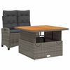 vidaXL 2 Piece Garden Dining Set with Cushions Grey Poly Rattan