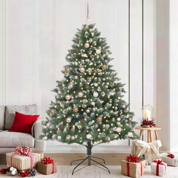 vidaXL Artificial Christmas Tree with 300 LEDs with Stand Green 210 cm