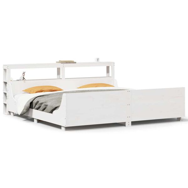 vidaXL Bed Frame without Mattress White 180x200 cm Super King Solid Wood Pine
