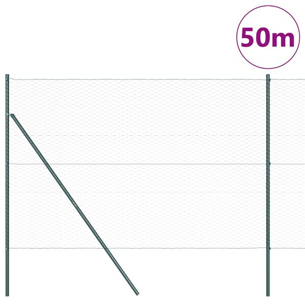 vidaXL Fence Post Grey 50 x 1.6 m (36 mm mesh) Steel and PVC