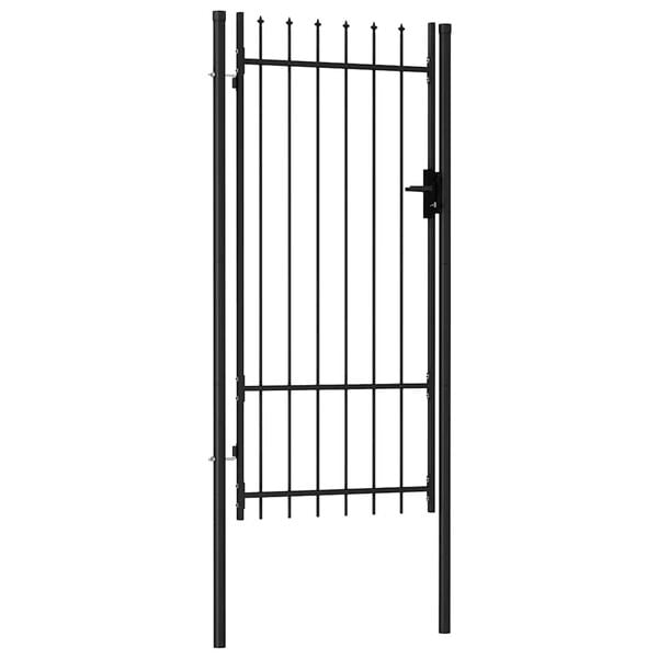 vidaXL Fence Gate Boxtel Single Door with Spike Top Steel 1x2 m Black