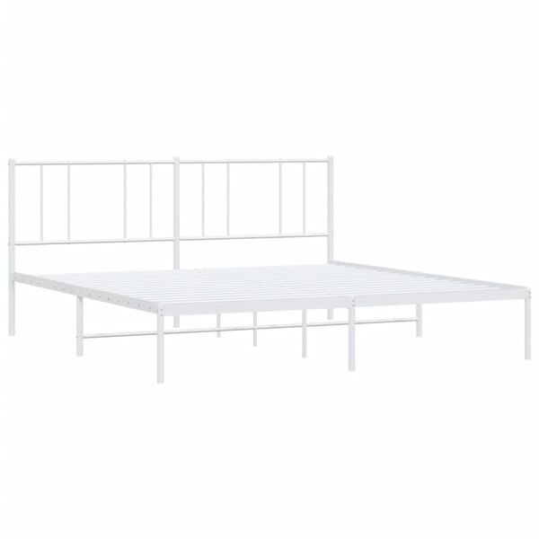 vidaXL Metal Bed Frame without Mattress with Headboard White 200x200cm