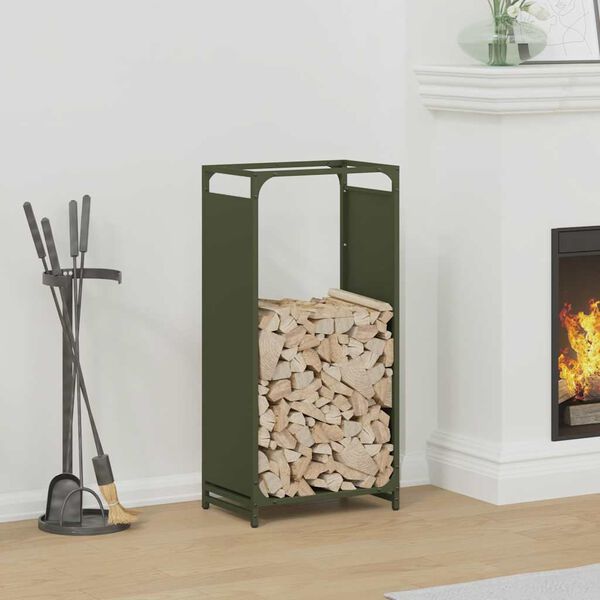 vidaXL Firewood Rack Olive Green 44x28x90 cm Cold-rolled steel