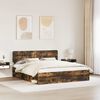 vidaXL Bed Frame Smoked Oak 200 x 200 cm Solid Pine Wood