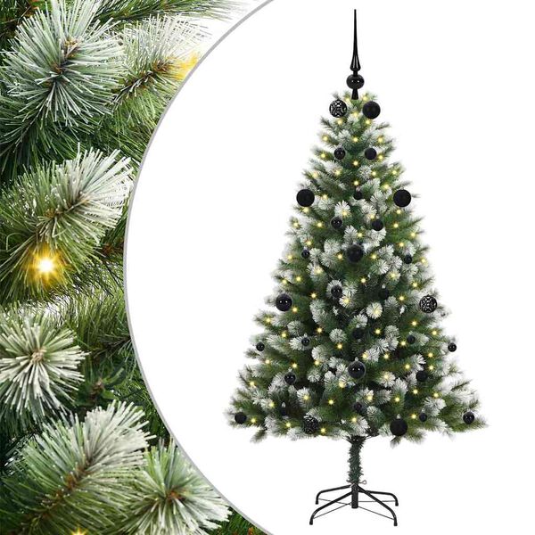 vidaXL Artificial Hinged Christmas Tree with Flocked Snow 150 cm