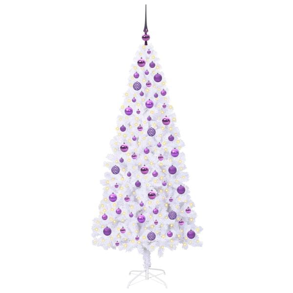 vidaXL Artificial Christmas Tree with Stand White 180 cm PVC and Steel