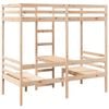 vidaXL Loft Bed Frame with Desk and Chairs 75x190cm Solid Wood Pine