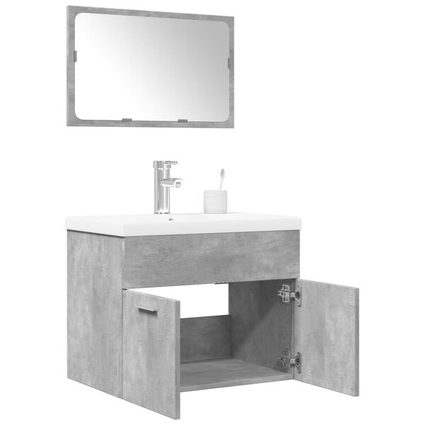 vidaXL 3 Piece Bathroom Furniture Set Concrete Grey Engineered Wood