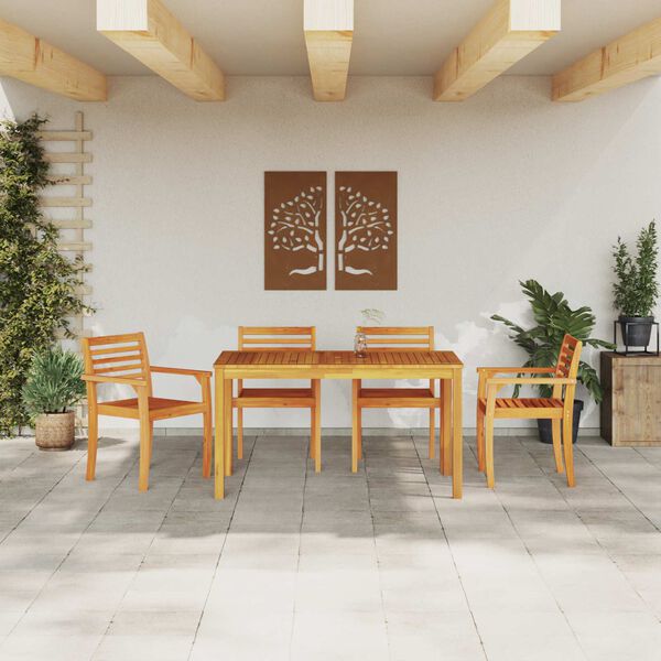vidaXL Garden Dining Set 5 pcs Brown Solid Acacia Wood
