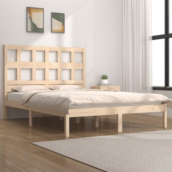 vidaXL Bed Frame without Mattress 120x190 cm Small Double Solid Wood Pine