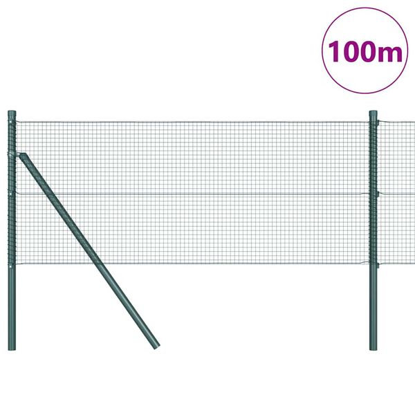 vidaXL Fence Post Green 100 x 0.5 m (16 x 16 mm mesh) Steel and PVC