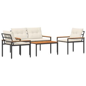 vidaXL Outdoor Furniture Set 4 pcs 4-Seaters Cream White Poly Rattan