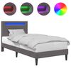 vidaXL Bed Frame with LED Strip Lights Grey 90 x 190 cm Faux Leather