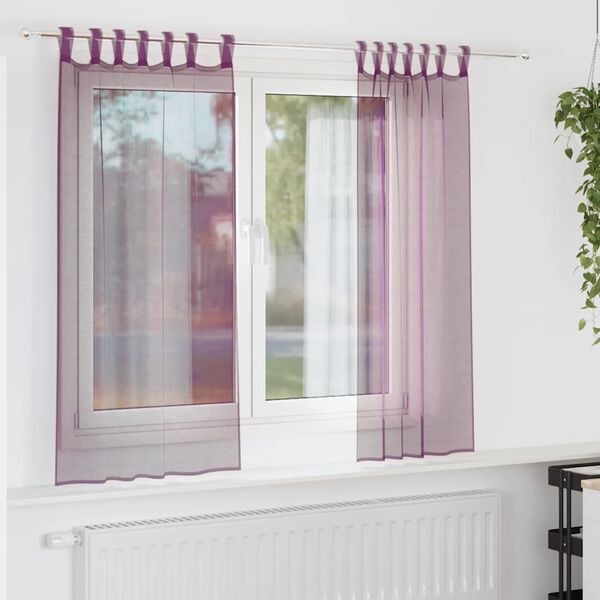 vidaXL Voile Curtains with Loops 2 pcs Purple 140x175 cm