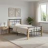 vidaXL Bed Frame without Mattress Metal and Solid Oak Wood 90x200 cm