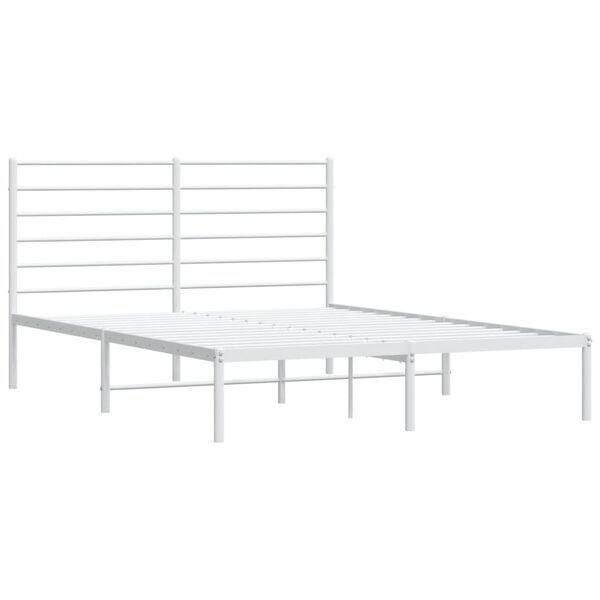 vidaXL Metal Bed Frame without Mattress with Headboard White 140x190cm