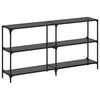 vidaXL Console Table with Black Glass Top 158,5x30x81 cm Steel