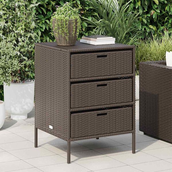 vidaXL Garden Storage Cabinet Brown 55x59x80 cm Poly Rattan