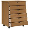 vidaXL Rolling Cabinet with Drawers MOSS Honey Brown Solid Wood Pine