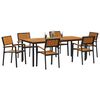 vidaXL Garden Dining Set 7 pcs Black Solid Acacia Wood