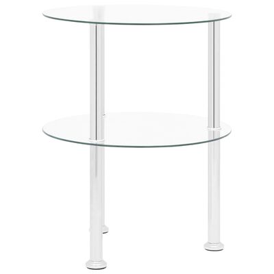 vidaXL 2-Tier Side Table Transparent 38 cm Tempered Glass