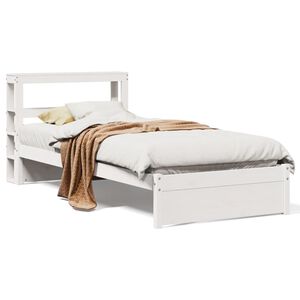 vidaXL Bed Frame with Headboard without Mattress White 90x190 cm Single