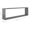 vidaXL Wall Cube Shelf 4 pcs High Gloss Grey 100x15x30 cm Engineered Wood