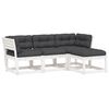 vidaXL 4 Piece Garden Lounge Set with Cushions White Solid Wood Pine