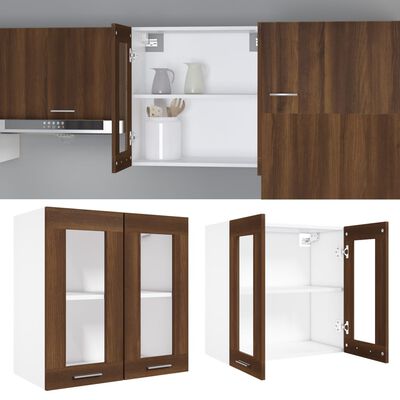 vidaXL Hanging Glass Cabinet Brown Oak 60x31x60 cm Engineered Wood
