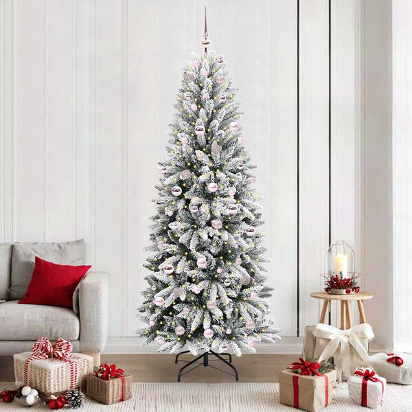 vidaXL Artificial Christmas Tree with 300 LEDs with Stand White 210 cm