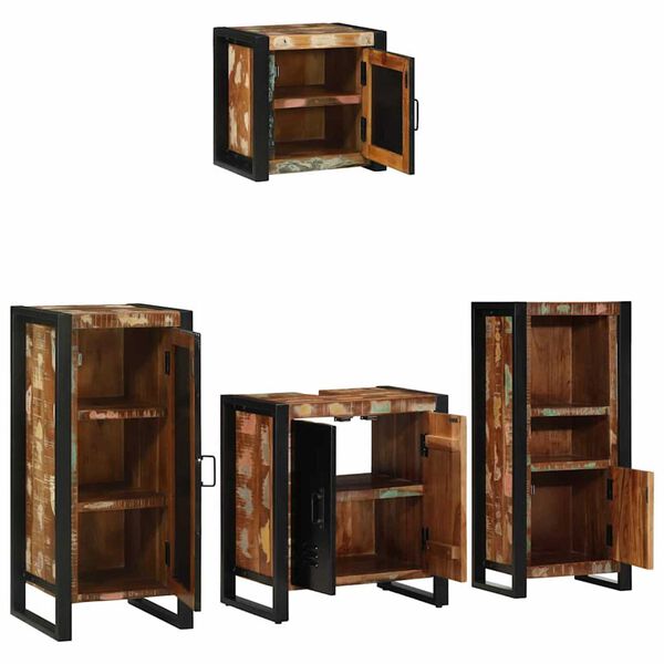 vidaXL Bathroom Furniture Set with Shelf 4 pcs Brown Solid Mango Wood