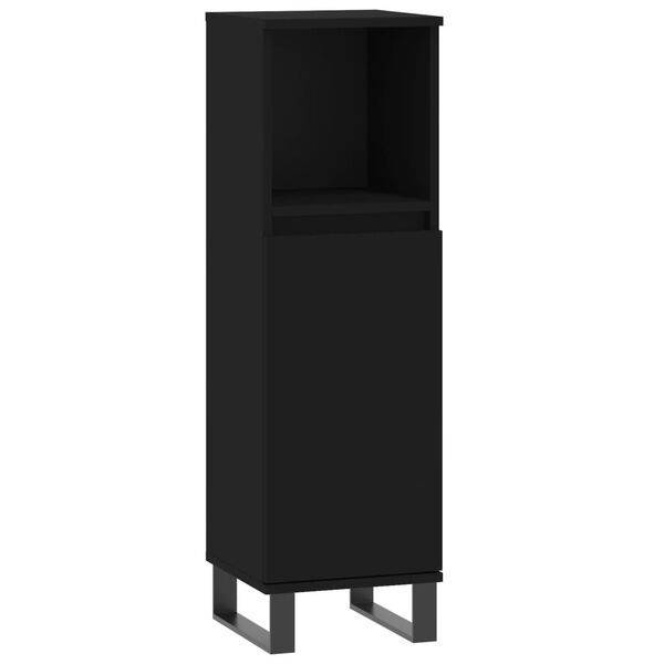 vidaXL Bathroom Cabinet Black 30x30x100 cm Engineered Wood